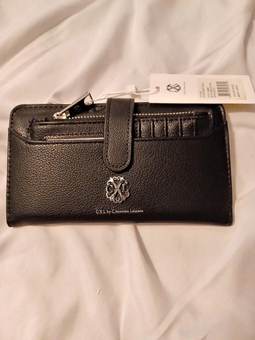 CXL Christian LaCrouix Bryce Pebble Id Fold Zipper Wallet Black Wallet NWT